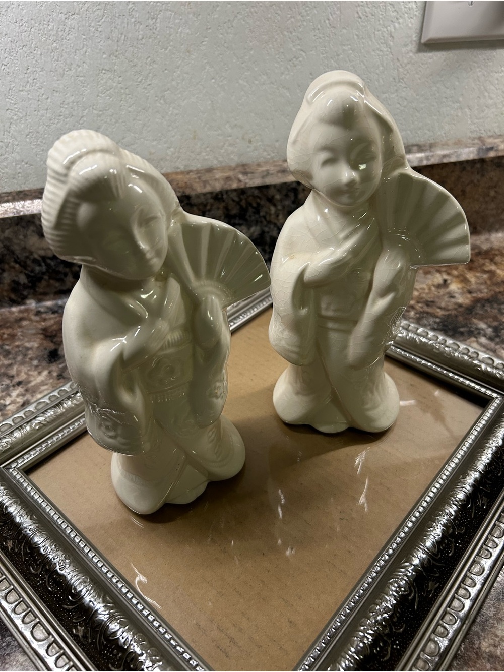 Benihana Ceramic Geisha Figurine Pair - Cream Decorative Home Art